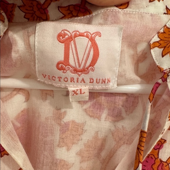 Victoria Dunn Pink Orange Floral flutter sleeve tunic shift dress cottagecore - Picture 4 of 6